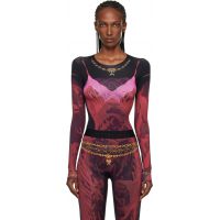 Marine Serre Red & Black Wet Nuisette Printed Jersey LS T-shirt 252020F110036
