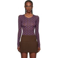 Marine Serre Brown & Purple Moon Printed Jersey LS T-shirt 252020F110039