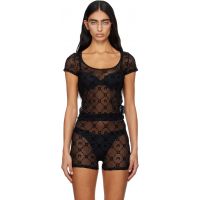 Marine Serre Black Recycled Mesh Flock T-shirt 252020F110044