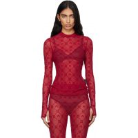 Marine Serre Red Moonogram Mesh Flock T-shirt 252020F110046