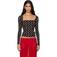 Marine Serre Black Moon Printed Square Neck T-shirt 252020F110055