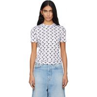Marine Serre White Recycled Moon Jersey Second Skin Short Sleeves T-shirt 252020F110059