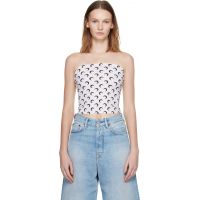 Marine Serre White Moon Printed Jersey Second Skin Tube Top 252020F111001