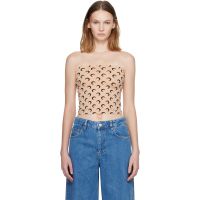 Marine Serre Tan Moon Printed Jersey Second Skin Tube Top 252020F111002