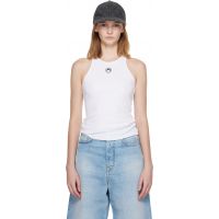 Marine Serre White Moon Logo Ribbed Jersey Tank Top 252020F111005