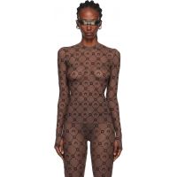 Marine Serre SSENSE Exclusive Brown Flock Second Skin Highneck Top 252020F111007