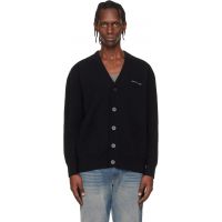 Marine Serre Black Merino Wool Knit Maxi Cardigan 252020M200001