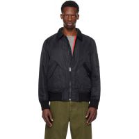 Hugo Black Recycled Nylon Bomber Jacket 252084M175002