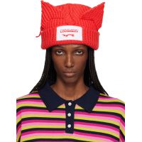 Charles Jeffrey LOVERBOY Red Chunky Ears Beanie 252101F014001