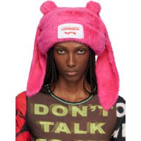 Charles Jeffrey LOVERBOY Pink Fluffy Chunky Rabbit Beanie 252101F014015
