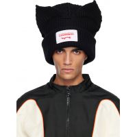 Charles Jeffrey LOVERBOY Black Supersized Chunky Ears Beanie 252101M138000