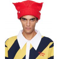 Charles Jeffrey LOVERBOY Red Mohair Chunky Ears Beanie 252101M138039