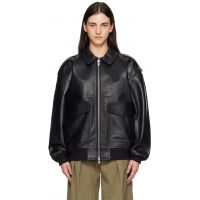 The Frankie Shop Black Viper Leather Jacket 252115F064003