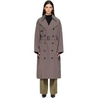 The Frankie Shop Gray Mavis Oversized Trench Coat 252115F067011