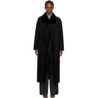 Nour Hammour Black Birthday Merinos Shearling Coat 252306F062000