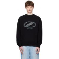 We11done Black Logo Rhinestone Knit Pullover Sweater 252327M201002