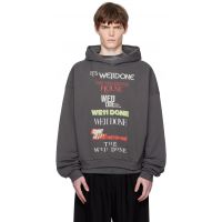 We11done Gray Multi Logo Print Hoodie 252327M202006
