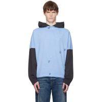 We11done Blue Painted Long-Sleeved Hoodie 252327M202008