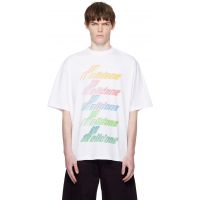 We11done White Multi Rainbow Logo T-shirt 252327M213001