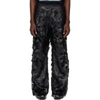 LUU DAN Black Laser Cut Wide-Leg Faux-Leather Pants 252331M191001