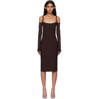 Mugler Burgundy Knit Midi Dress 252345F054000