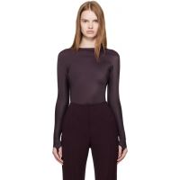 Mugler Burgundy Shoulder Logo Bodysuit 252345F358015