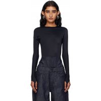 Mugler Black Shoulder Logo Bodysuit 252345F358016