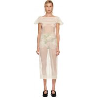 Simone Rocha Beige Sheer Sculpted Gathered Bust Midi Dress 252405F054021
