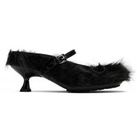 Simone Rocha Black Faux Fur Grip Mule Heels 252405F122005
