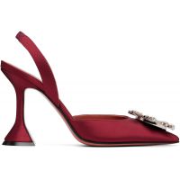Amina Muaddi SSENSE Exclusive Burgundy Begum 95 Sling Heels 252415F122035
