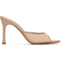 Amina Muaddi SSENSE Exclusive Beige Alexa Mesh 95 Heeled Sandals 252415F125047