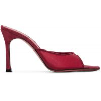 Amina Muaddi Red Alexa 95 Mesh Slipper Heeled Sandals 252415F125064