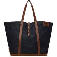 RRL Indigo Leather-Trim Denim Tote 252435M172001