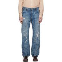 RRL Blue Straight Fit Brayton Distressed Jeans 252435M186011