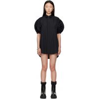 Sacai Black Cotton Poplin & Nylon Twill Minidress 252445F052001