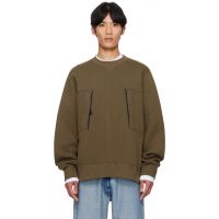 Sacai Khaki Sponge Sweat Sweatshirt 252445M204006