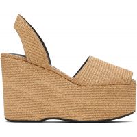 ALAIA Beige Wedge Paper Straw Heeled Sandals 252483F125002