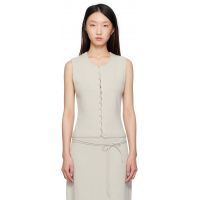 LE17SEPTEMBRE Gray Button Down Knit Tank Top 252495F111000