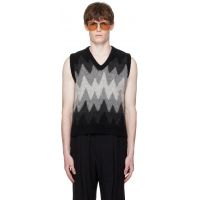 Ernest W. Baker Black & Gray Degrade Jacquard Vest 252600M206000