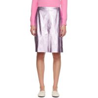Sandy Liang Pink Pinkie Leather Midi Skirt 252677F092015