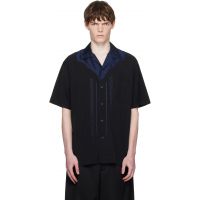 Toga Virilis Black Viscose Twill Short Sleeve Shirt 252688M192002