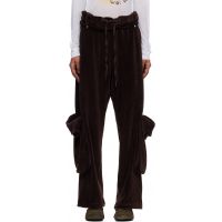 OPEN YY Brown Rolled Waist Velour Cargo Pants 252731F086006