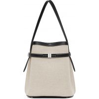 TOTEME Beige & Black Belted Canvas Bucket Bag 252771F048003