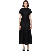 TOTEME Black Slouch Waist Basketweave Midi Dress 252771F054006