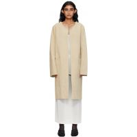 TOTEME Beige Collarless Suede Coat 252771F059001