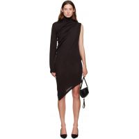 Courreges Brown Off-Shoulder Wool Minidress 252783F052003