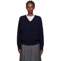 Nothing Written Navy Puno V-Neck Pullover Sweater 252814F100004