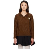 SHUSHU/TONG Brown Lapel Collar Knit Polo 252901F108004