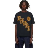 Black Rhude Collegiate Crest T-shirt 252923M213014