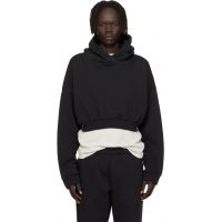 Entire Studios Black Cropped Heavy Hoodie 252940M202005